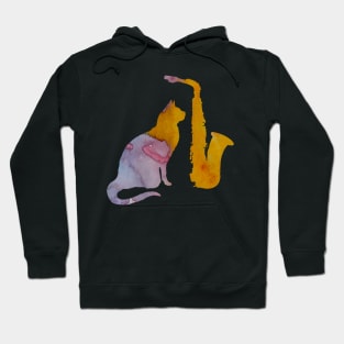 Cat And Saxophone Art Hoodie